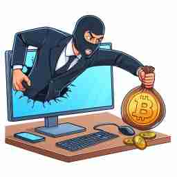 thief stealing bitcoin